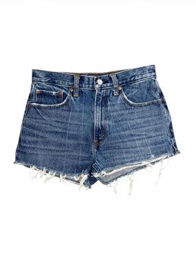 Abercrombie & Fitch 90s Mom Short High Rise Medium Wash Denim Cut Offs 27 4